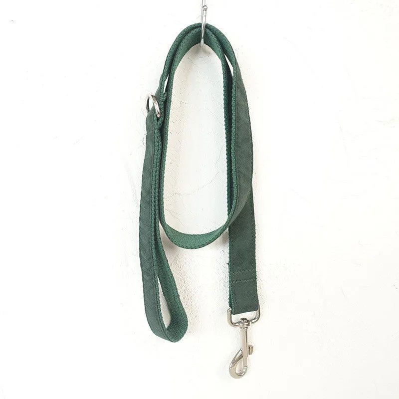 MUTTCO pet collar bow traction set in green with nylon collar and lead for dogs