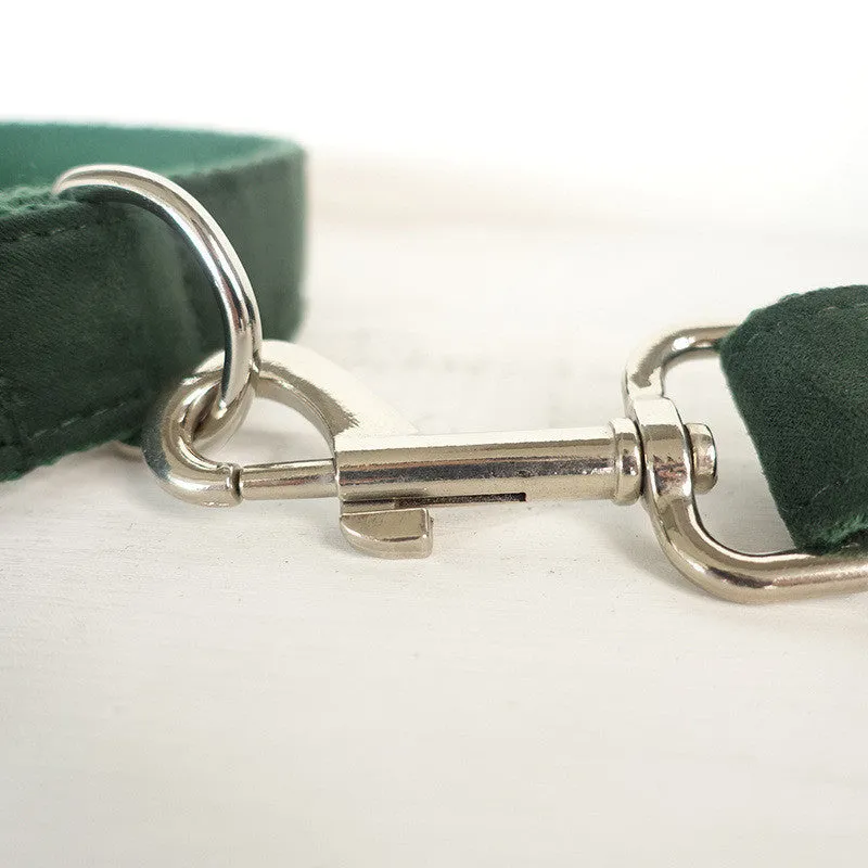 MUTTCO pet collar bow traction set in green with nylon collar and lead for dogs