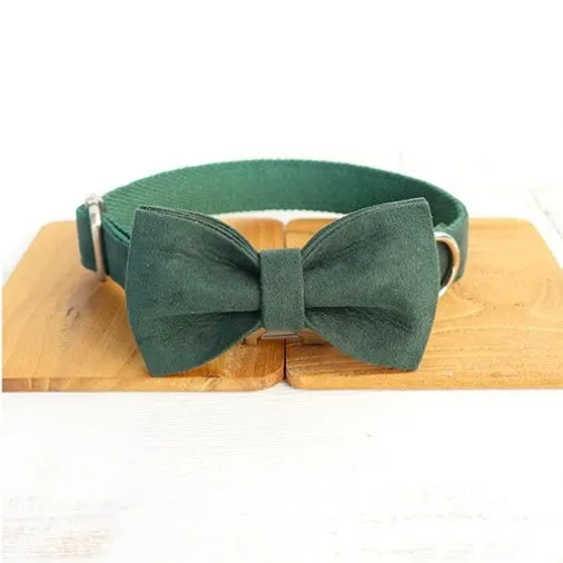 MUTTCO pet collar bow traction set in green with nylon collar and lead for dogs