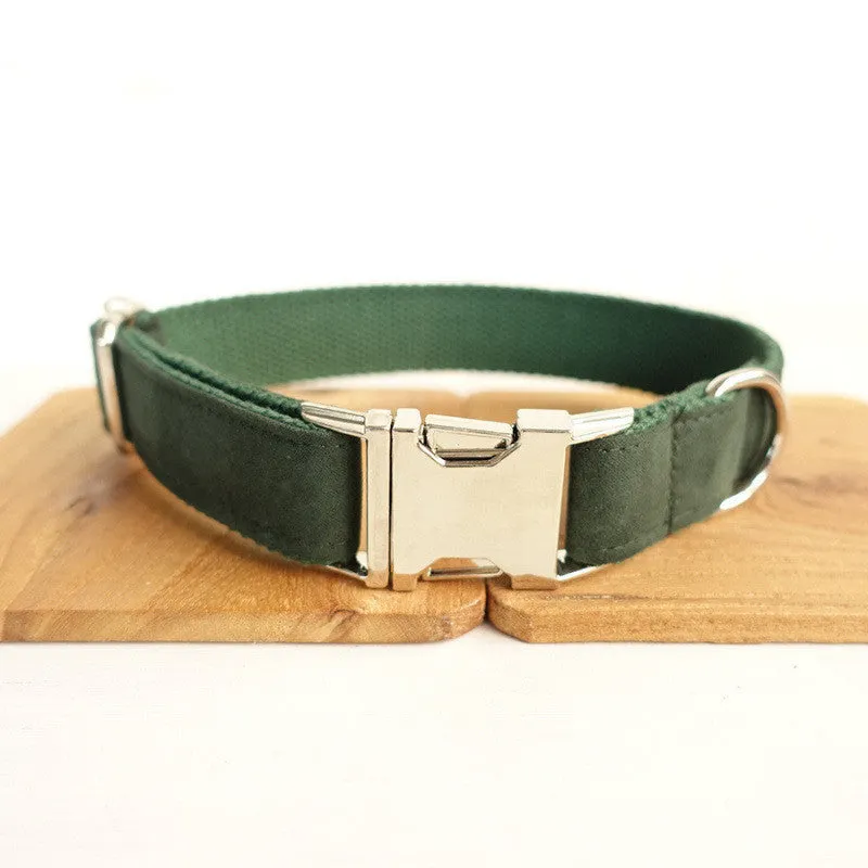 MUTTCO pet collar bow traction set in green with nylon collar and lead for dogs