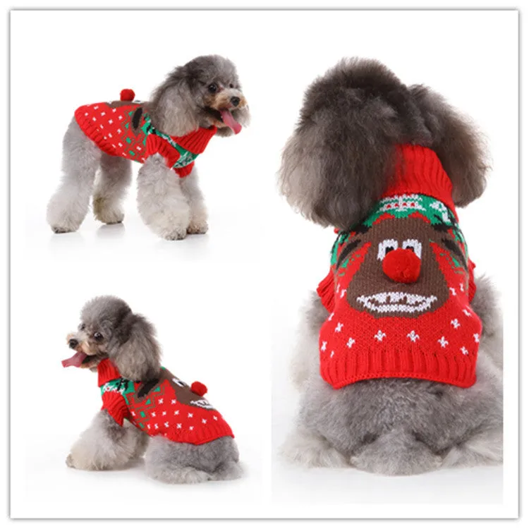 Polyester casual dog sweater in MYD94 red colour on a white background