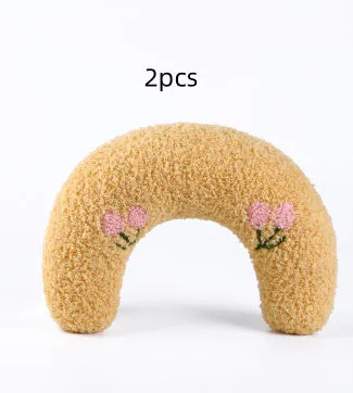 U-shaped cat pillow in blue with soft polyester fabric, size 24x20x7cm