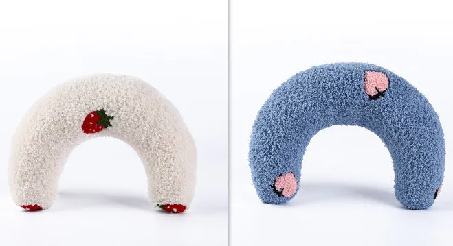 U-shaped cat pillow in blue with soft polyester fabric, size 24x20x7cm