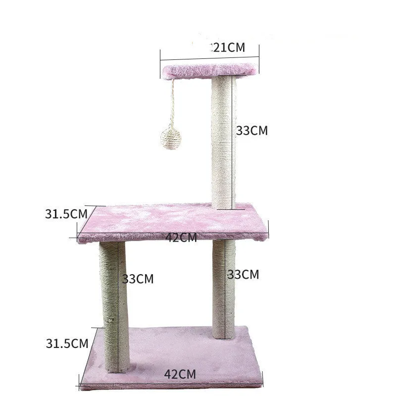 Solid wood cat climbing frame with integrated litter tree grab in grey colour option, plain design