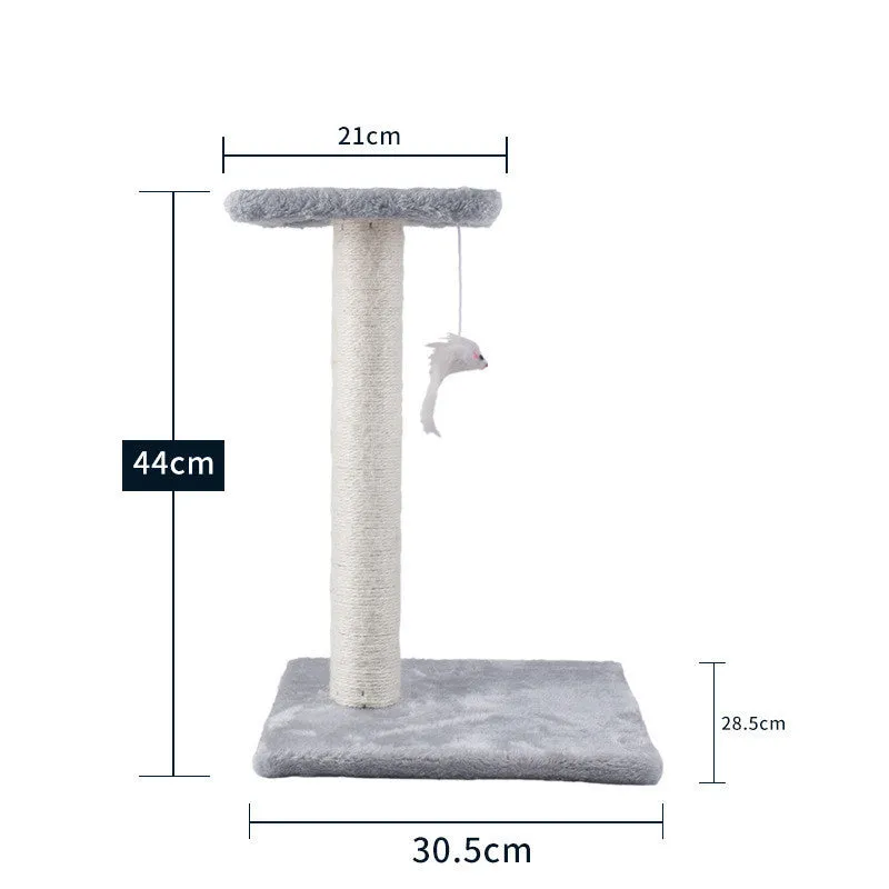 Solid wood cat climbing frame with integrated litter tree grab in grey colour option, plain design