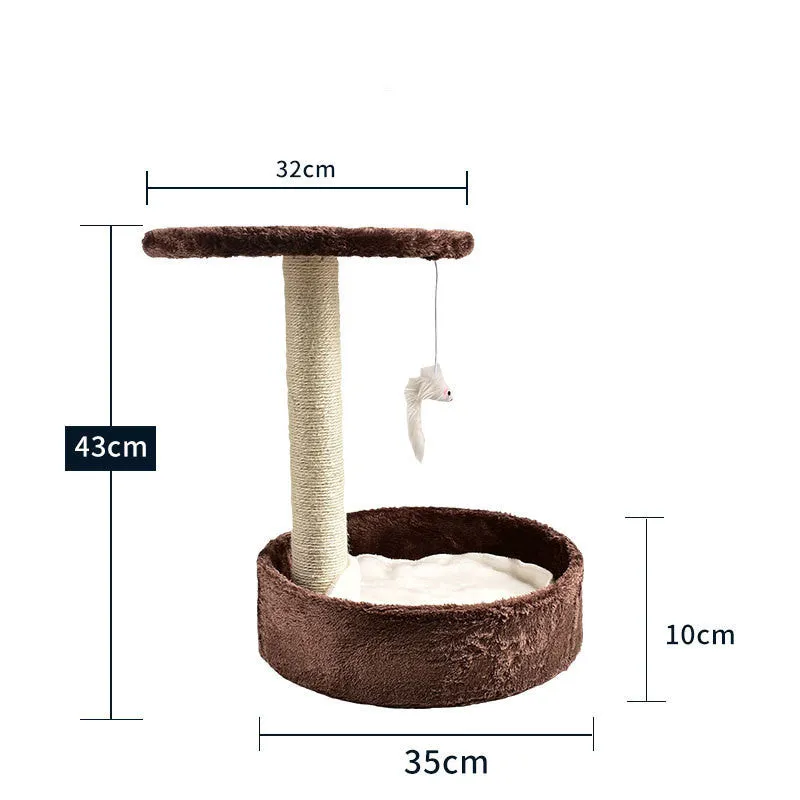 Solid wood cat climbing frame with integrated litter tree grab in grey colour option, plain design