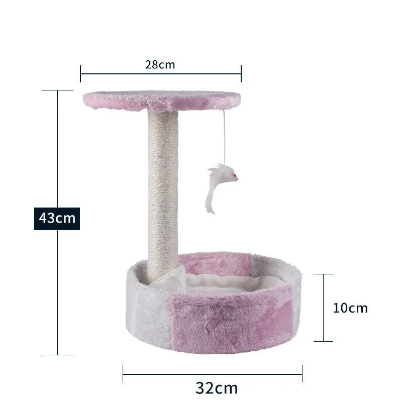 Solid wood cat climbing frame with integrated litter tree grab in grey colour option, plain design