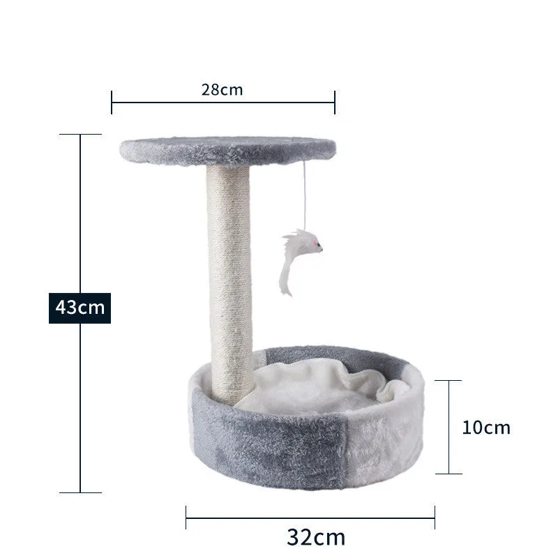 Solid wood cat climbing frame with integrated litter tree grab in grey colour option, plain design