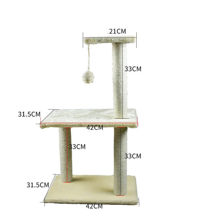 Solid wood cat climbing frame with integrated litter tree grab in grey colour option, plain design
