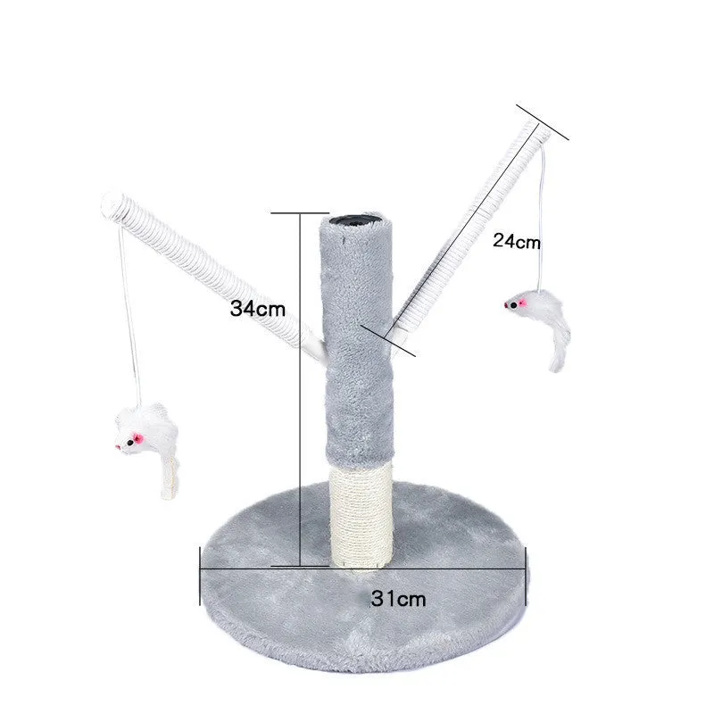 Solid wood cat climbing frame with integrated litter tree grab in grey colour option, plain design