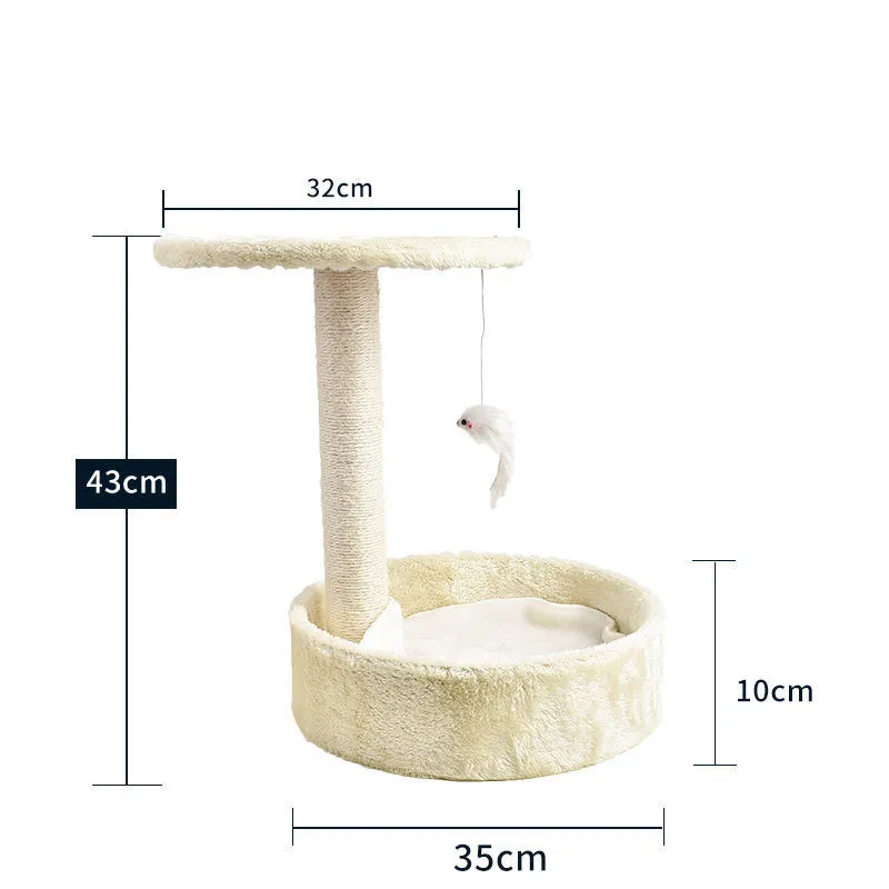 Solid wood cat climbing frame with integrated litter tree grab in grey colour option, plain design