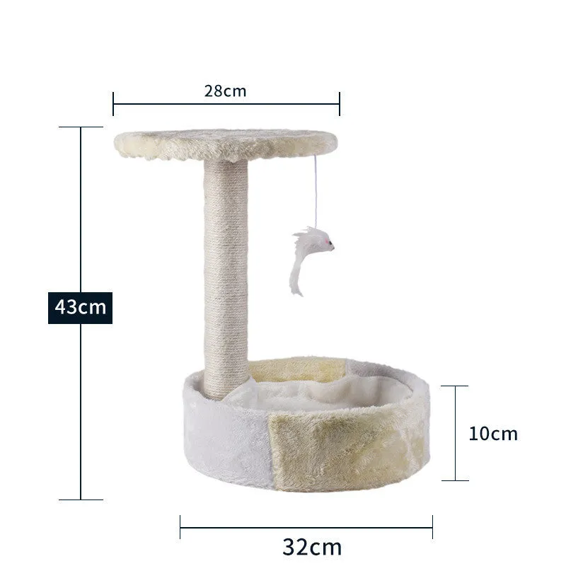 Solid wood cat climbing frame with integrated litter tree grab in grey colour option, plain design