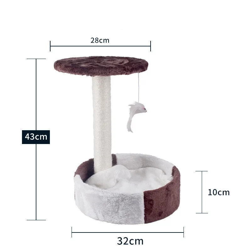 Solid wood cat climbing frame with integrated litter tree grab in grey colour option, plain design
