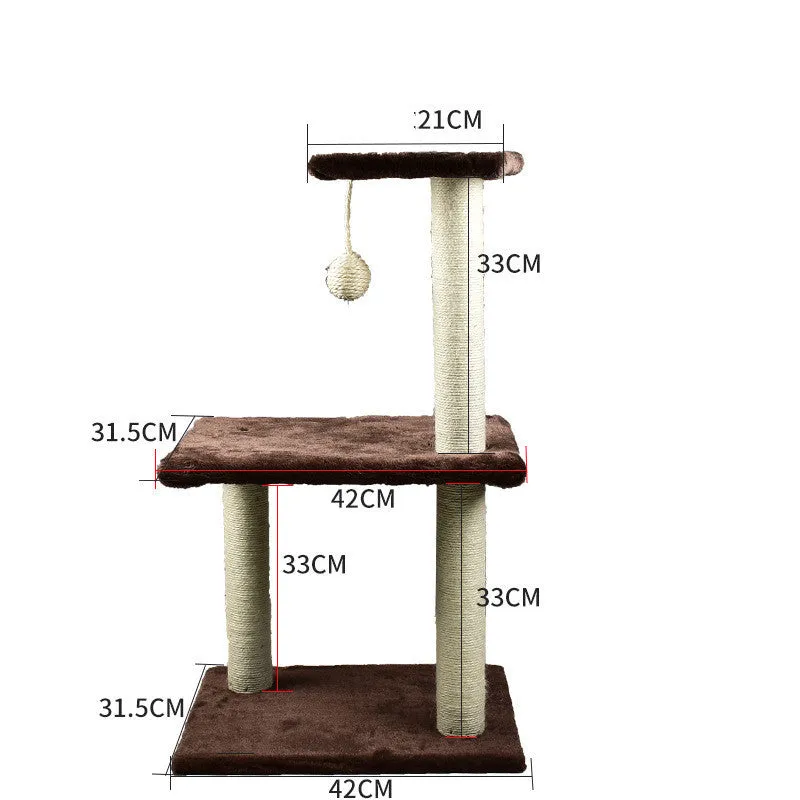Solid wood cat climbing frame with integrated litter tree grab in grey colour option, plain design