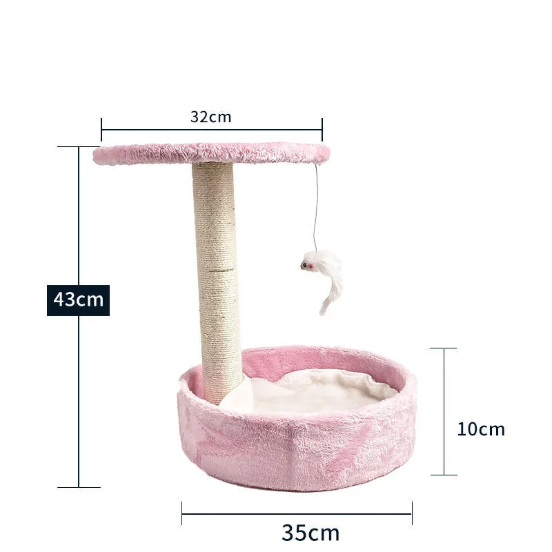 Solid wood cat climbing frame with integrated litter tree grab in grey colour option, plain design