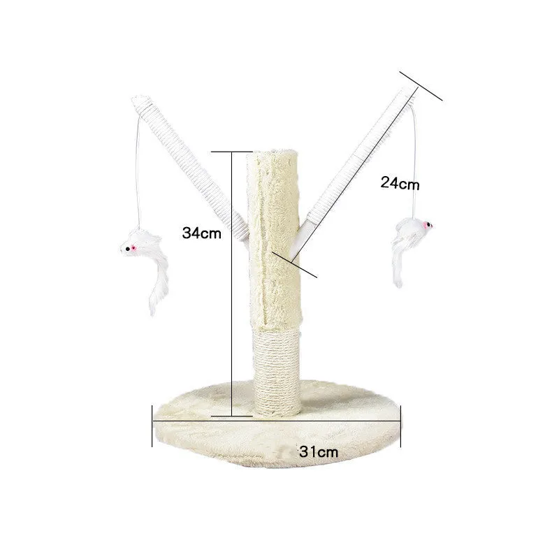 Solid wood cat climbing frame with integrated litter tree grab in grey colour option, plain design