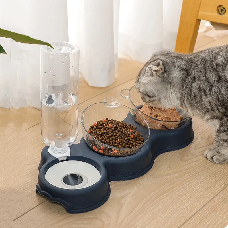 Pet multi-purpose cat supplies PP plastic feeding bowl in blue colour on plain background