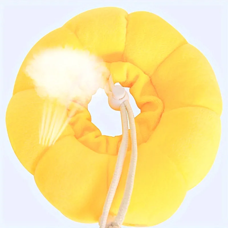 Cute sunflower shaped pet recovery collar for cats and small dogs, soft cotton, adjustable size