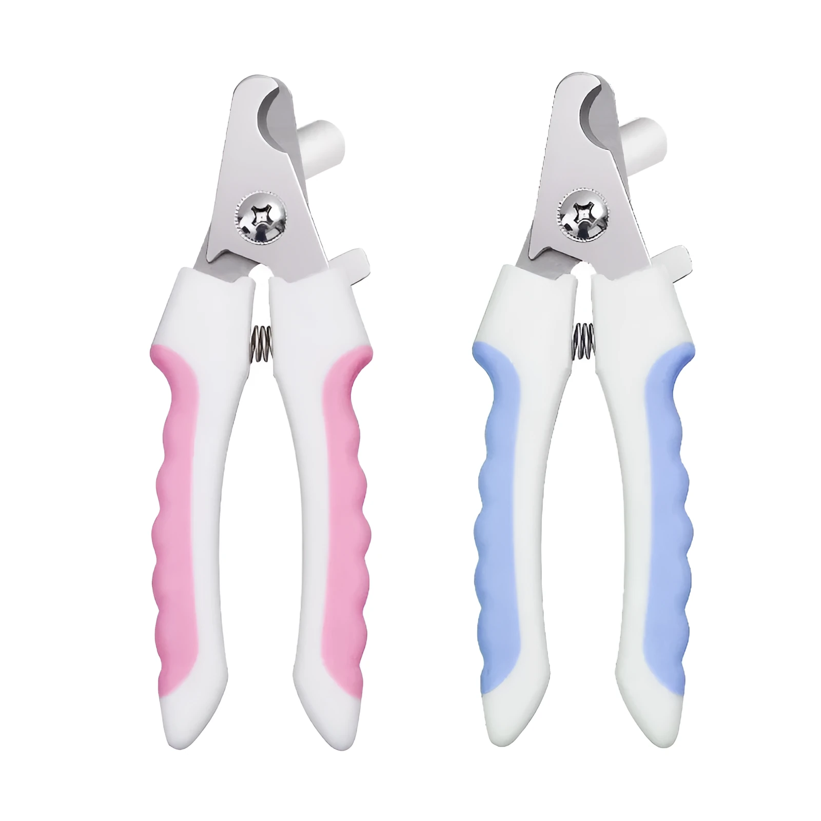 Pet nail clippers stainless steel half-moon blades with transparent baffle and mini nail file blue colour
