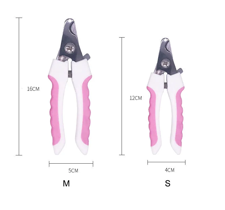 Pet nail clippers stainless steel half-moon blades with transparent baffle and mini nail file blue colour