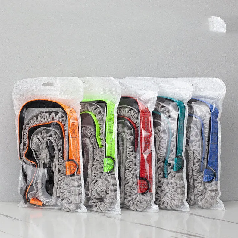 Pet outdoor running dog leash telescopic polyester foam handle fluorescent green 270g 2.5cm bandwidth