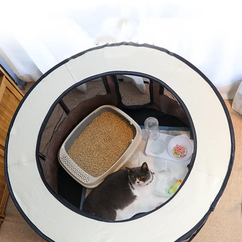 Removable Oxford cloth pet house in pink with breathable net sides and detachable window for dogs and cats