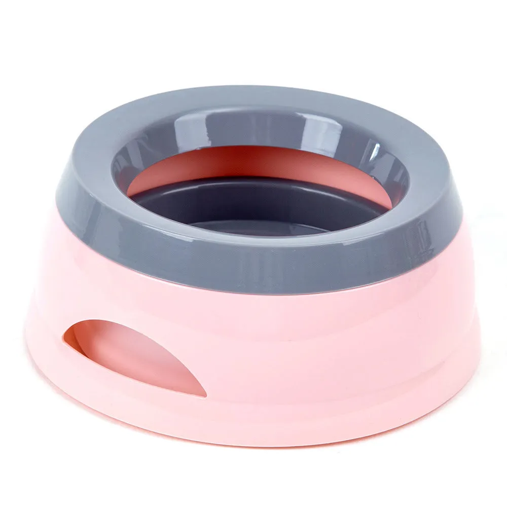 Floating no-spill ABS plastic pet bowl for dogs and cats, 15.3x18.9x8cm, in army green colour