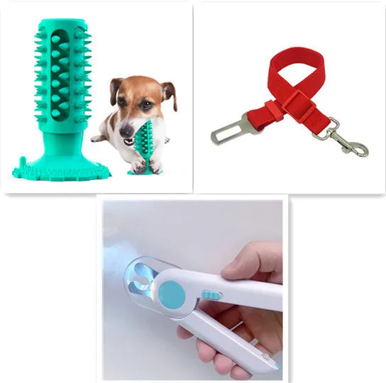 TPR dog toothbrush molar stick in lake blue with serrated edge for teeth cleaning