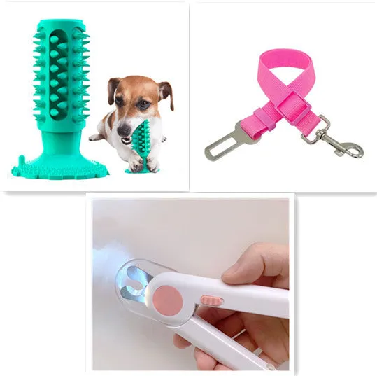 TPR dog toothbrush molar stick in lake blue with serrated edge for teeth cleaning