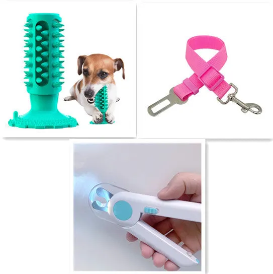 TPR dog toothbrush molar stick in lake blue with serrated edge for teeth cleaning