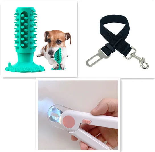 TPR dog toothbrush molar stick in lake blue with serrated edge for teeth cleaning