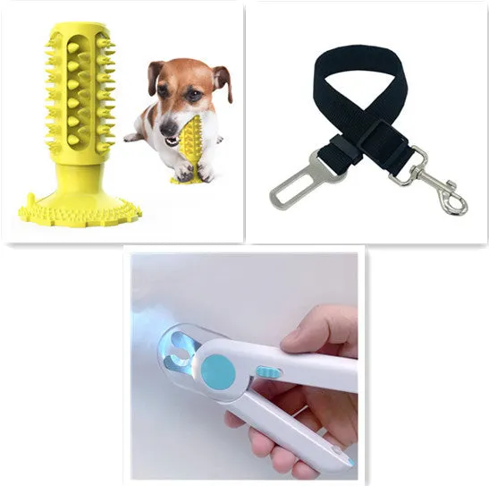 TPR dog toothbrush molar stick in lake blue with serrated edge for teeth cleaning
