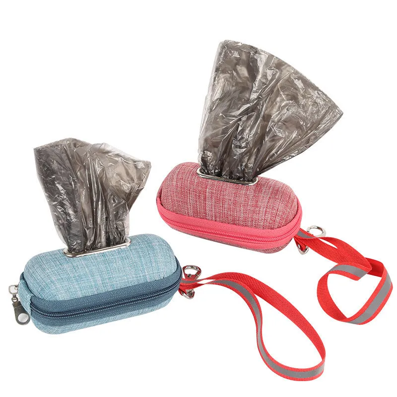 Portable oval dog poop bag dispenser in dark grey with thickened EVA construction