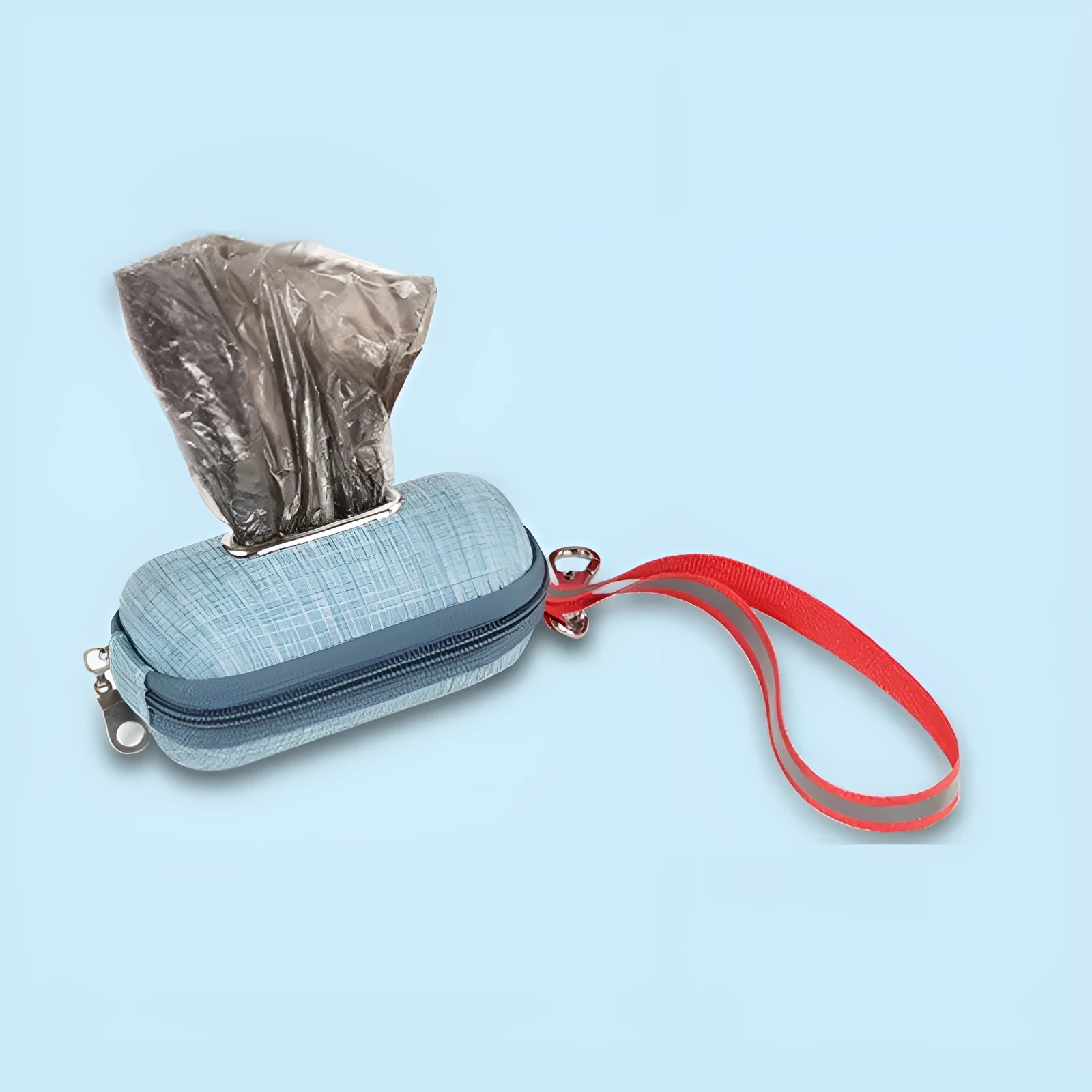 Portable oval dog poop bag dispenser in dark grey with thickened EVA construction