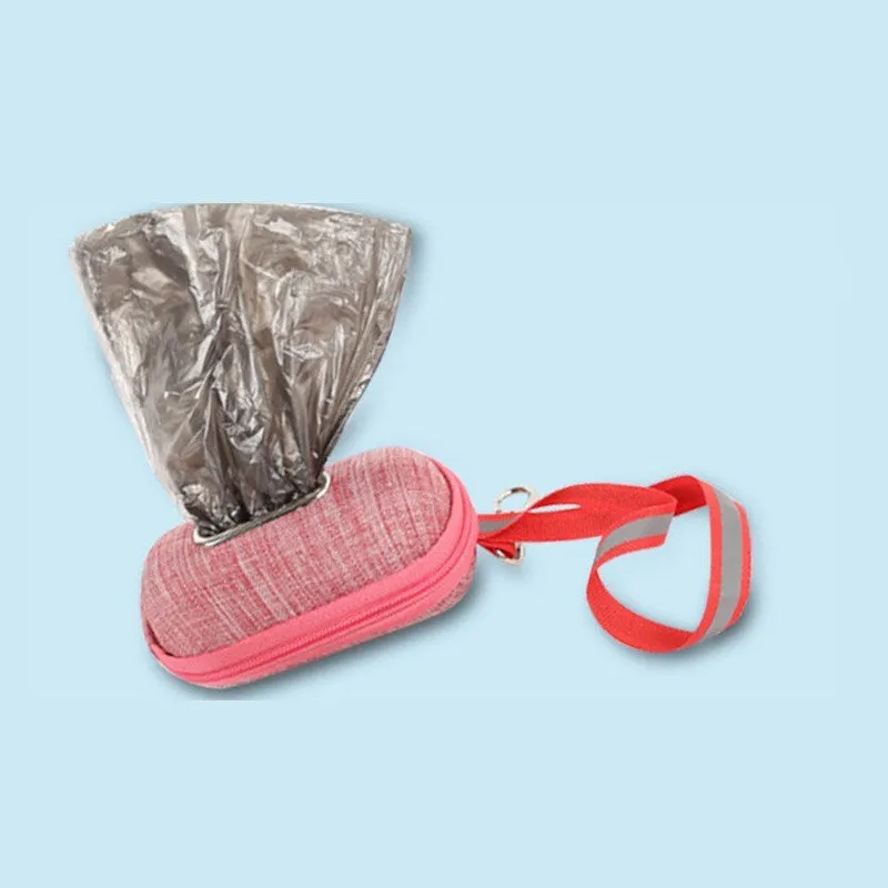 Portable oval dog poop bag dispenser in dark grey with thickened EVA construction