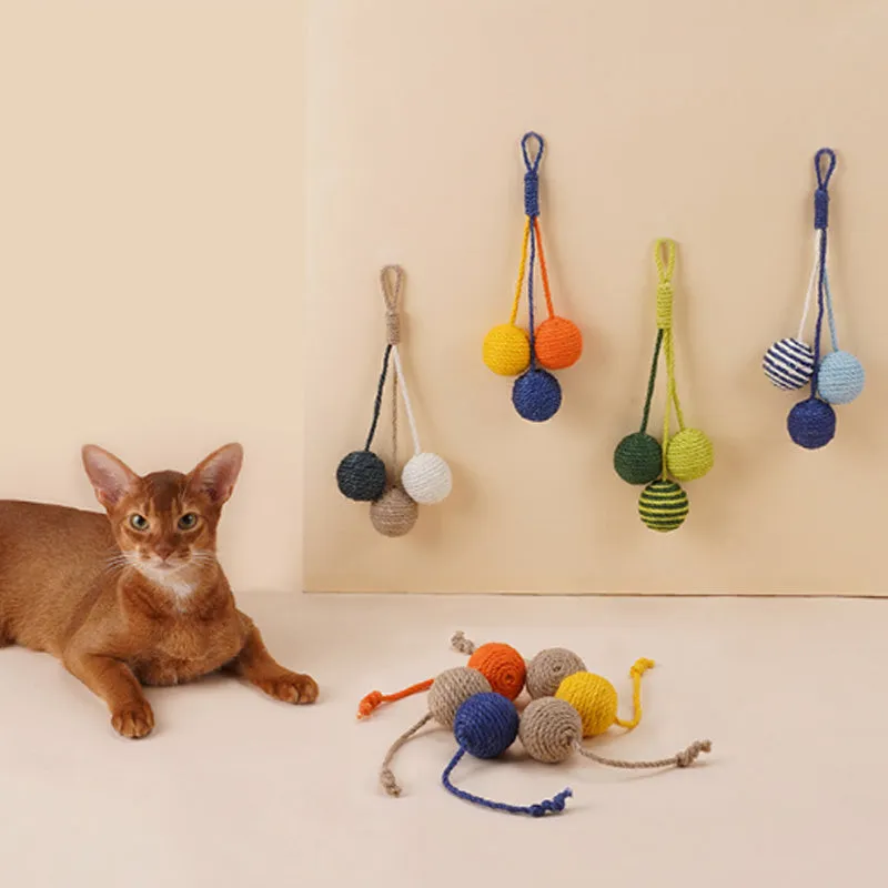Cat teaser stick toy set with a colourful bite-resistant catnip ball on a 255mm long wand.