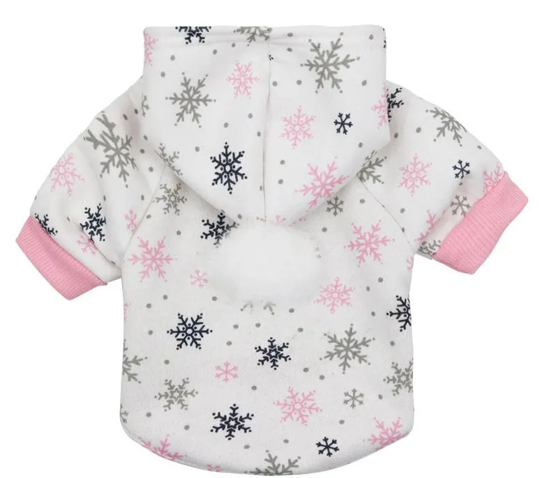 Fleece pet clothes in festive Christmas tree pattern for small dogs and cats, available in sizes XS to L