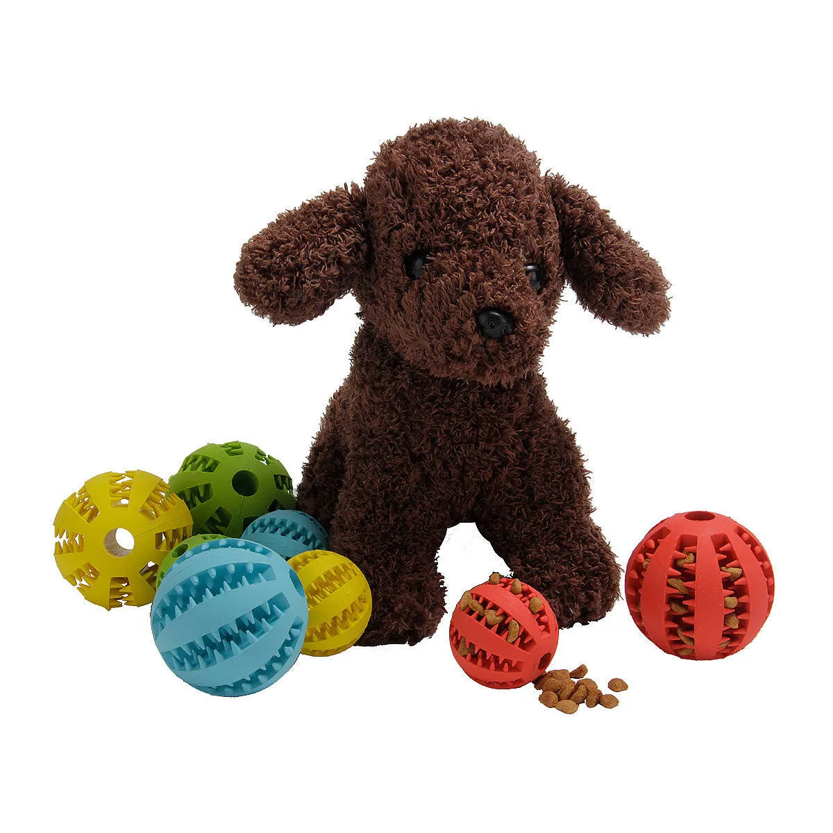 Rubber watermelon ball dog toy in green, bite resistant, 7cm size
