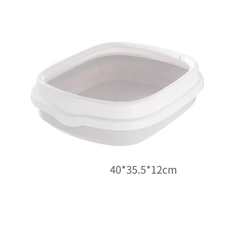 Detachable anti-splashing plastic cat litter box in pink, with large size for cats