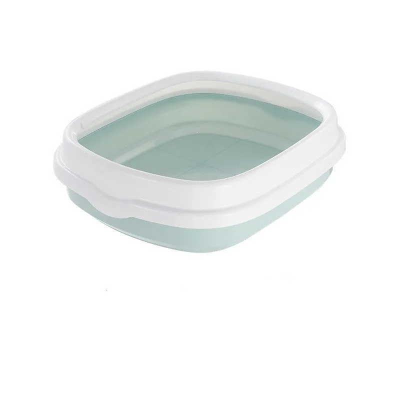 Detachable anti-splashing plastic cat litter box in pink, with large size for cats