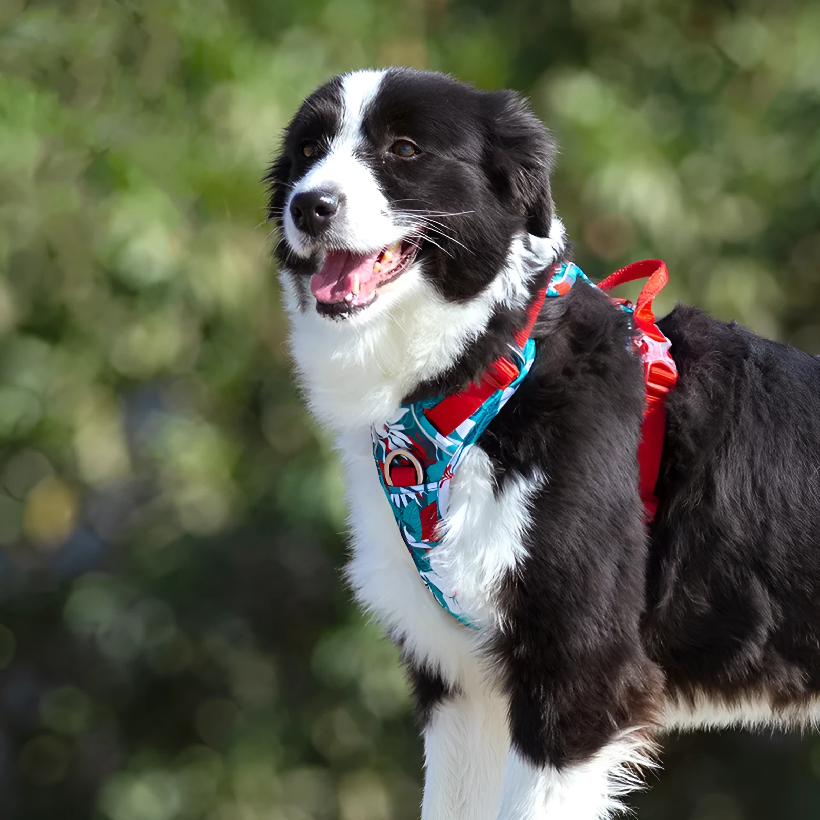 Adjustable dog walking harness set in blue nylon with aluminium alloy clips, suitable for small to large breeds