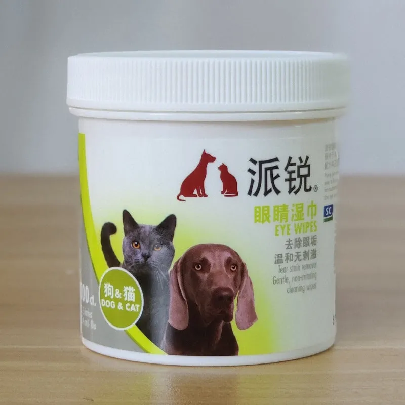 Pet cleaning wipes pack with finger sleeve design in compact bottle for oral, eye, and ear care
