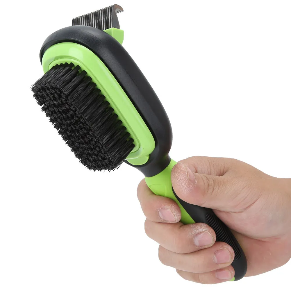 5-in-1 pet grooming comb set for cats and dogs with ABS, TPR, PP wool and stainless steel construction