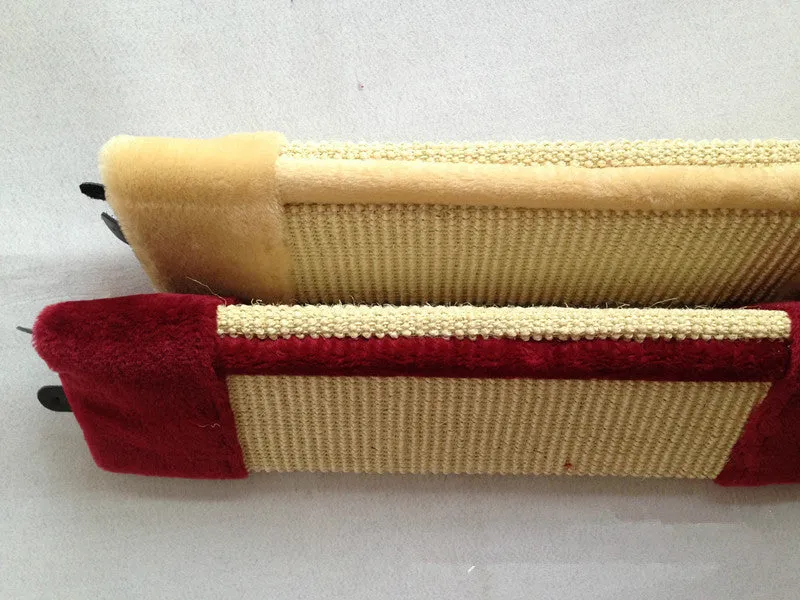 Foldable beige cat scratcher with sisal rope and CARB certified board on floor