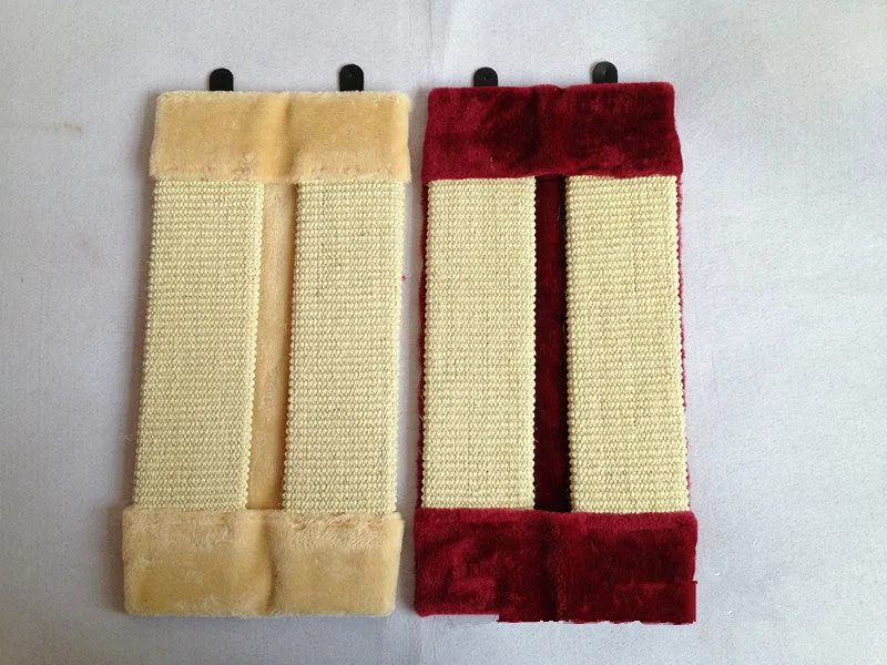 Foldable beige cat scratcher with sisal rope and CARB certified board on floor