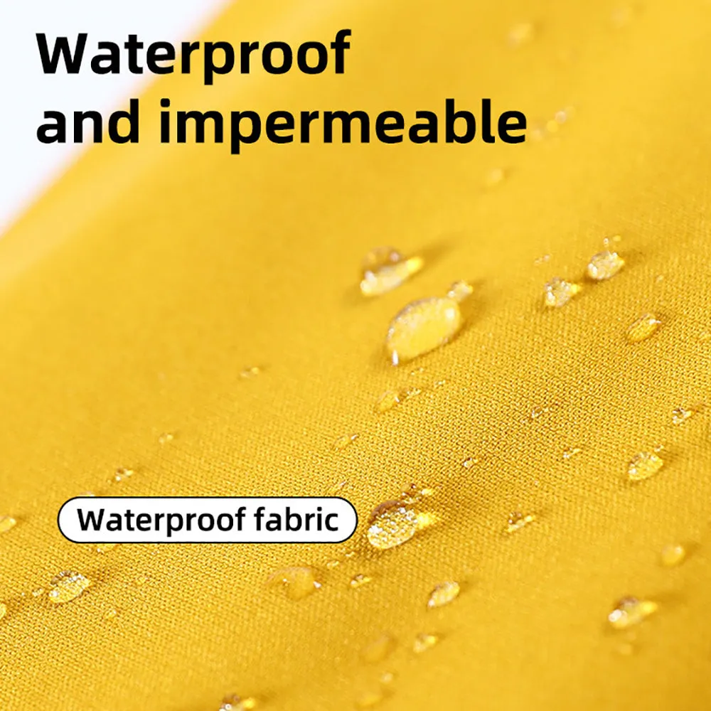 Waterproof dog raincoat with reflective strips, hood, and four-leg design for small medium dogs