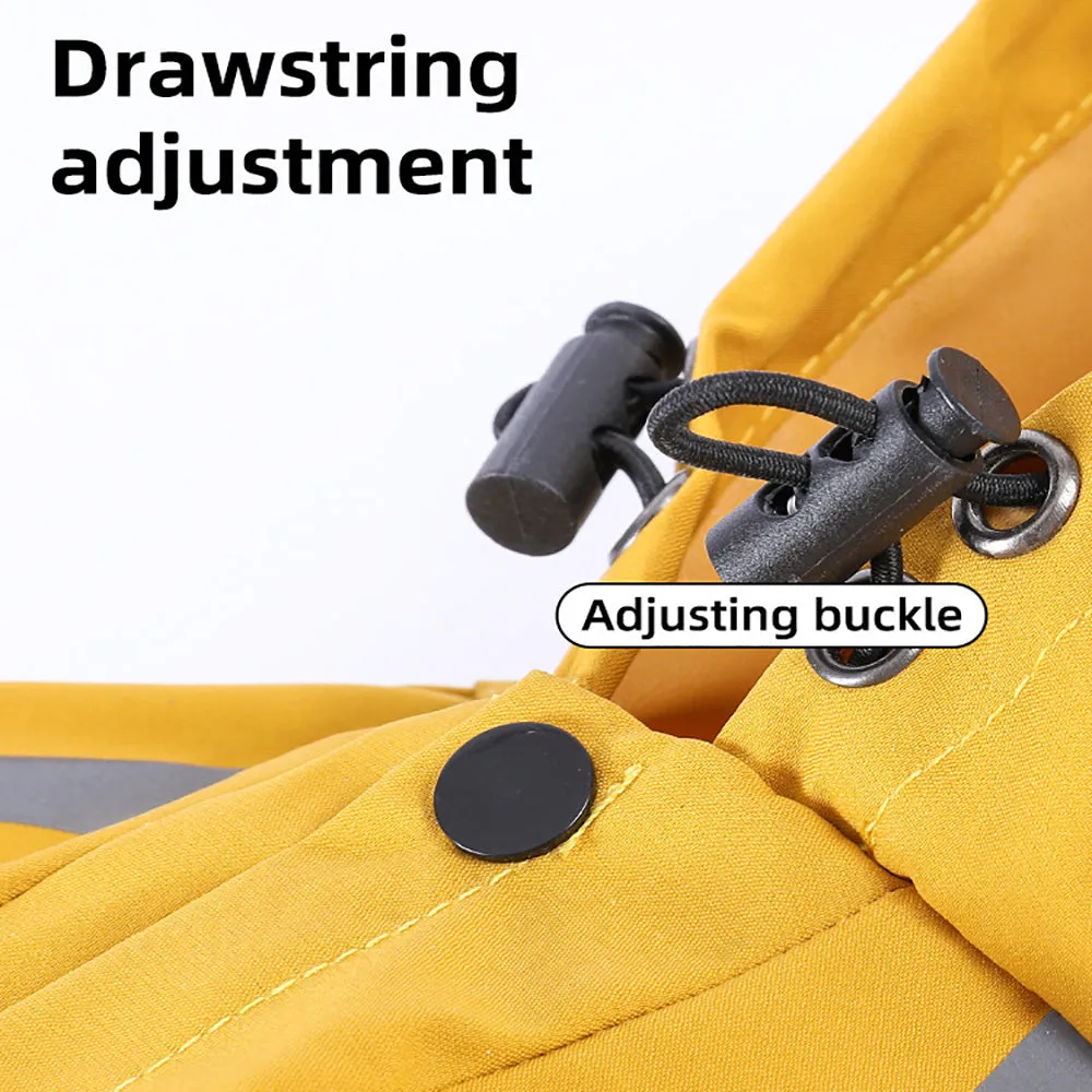 Waterproof dog raincoat with reflective strips, hood, and four-leg design for small medium dogs