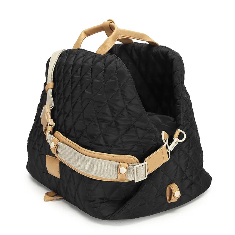 Nylon pet handbag carrier for cats, L size 57x48x34cm, available in black colour option