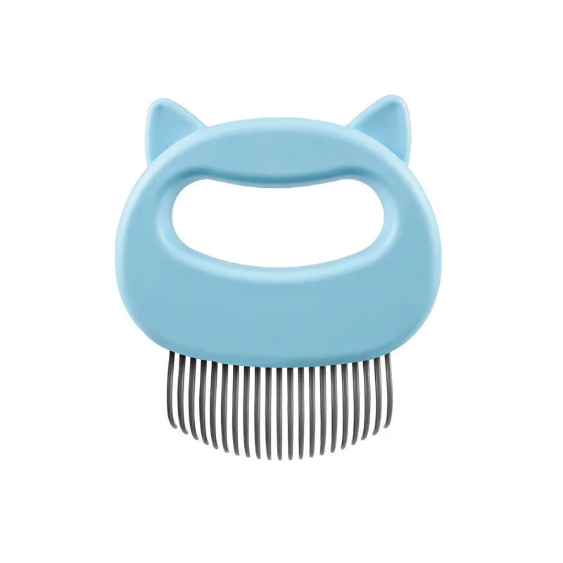 ABS plastic cat massage comb in blue, green, and pink colours, 10x9 cm, for grooming long and short haired cats