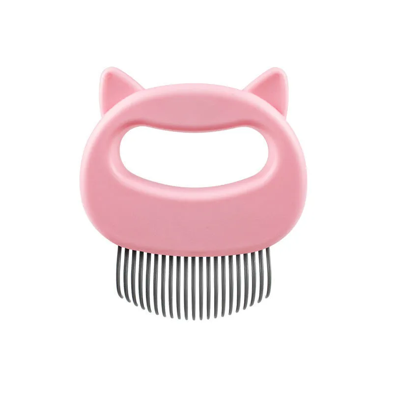 ABS plastic cat massage comb in blue, green, and pink colours, 10x9 cm, for grooming long and short haired cats
